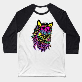 biker wolf ecopop with totonac mandala pattern art Baseball T-Shirt